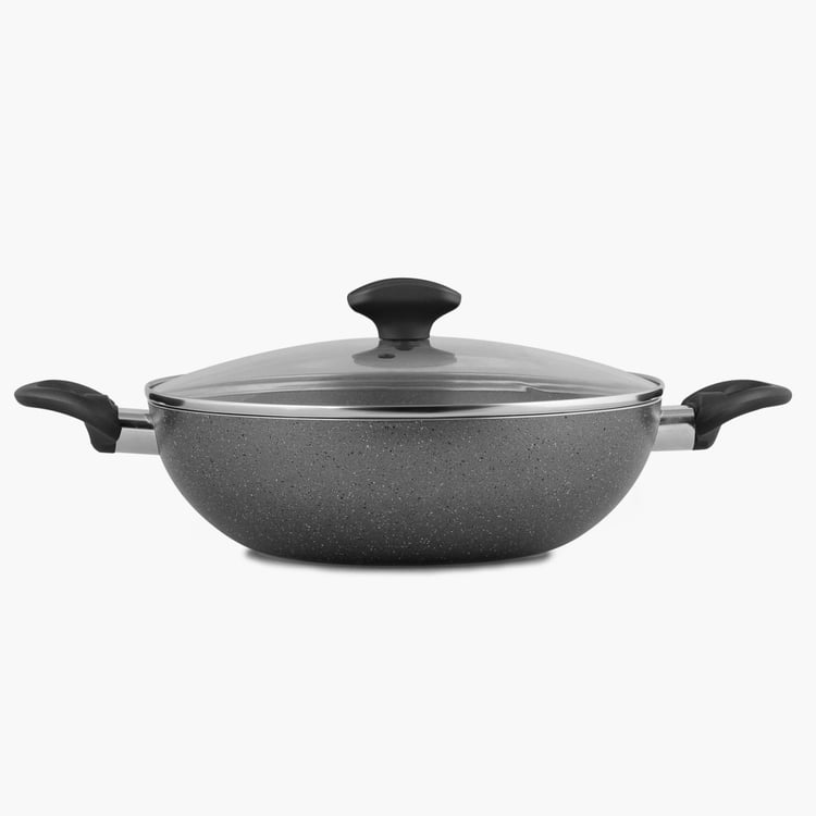 Marlin Non-stick Marble Coating Kadhai With Lid - 26 CM