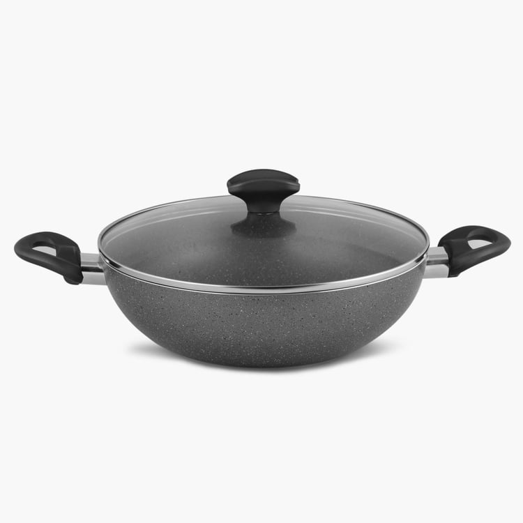 Marlin Non-stick Marble Coating Kadhai With Lid - 26 CM