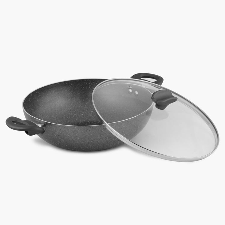 Marlin Non-stick Marble Coating Kadhai With Lid - 26 CM