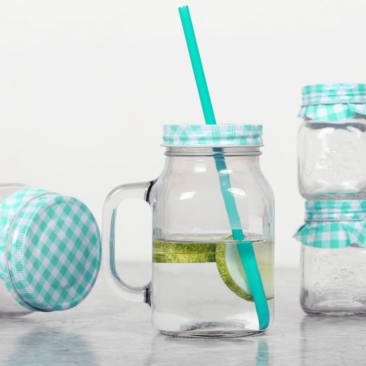 Peroni Mason Jar With Lid And Straw - 550 ml