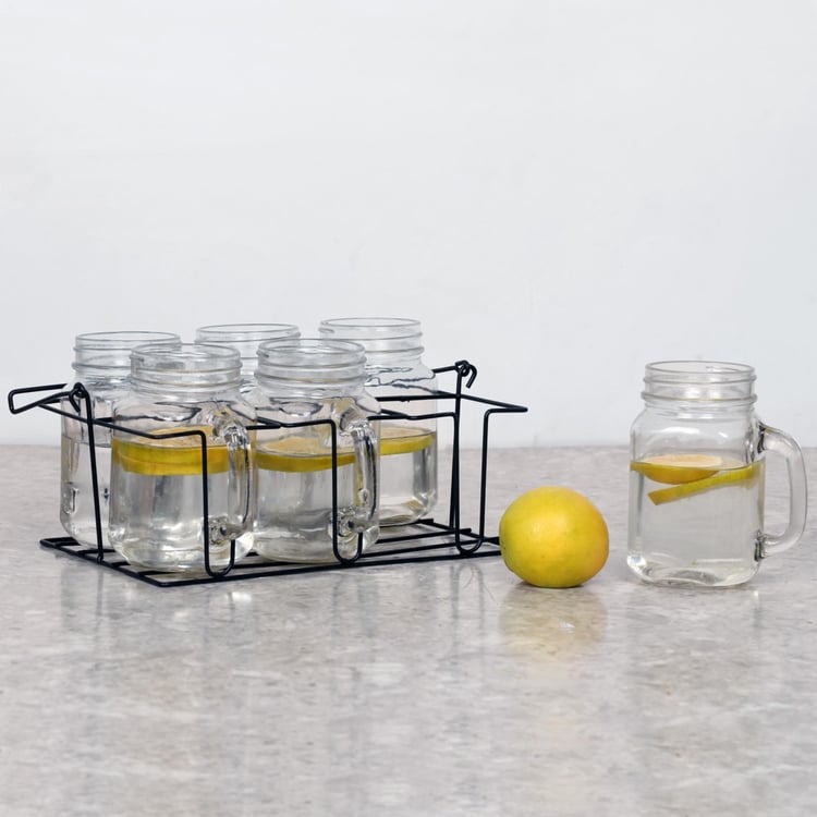 Peroni Mason Mugs With Caddy- Set Of 7 Pcs. - 420 ml