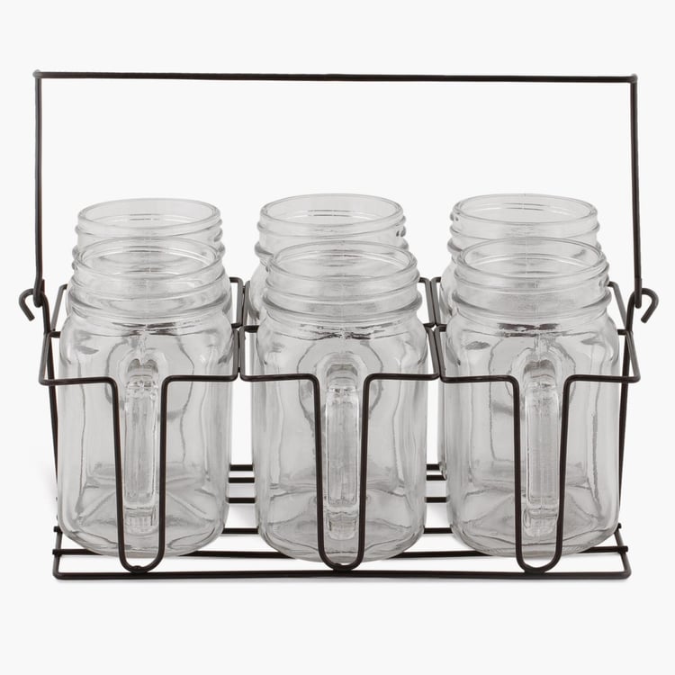 Peroni Mason Mugs With Caddy- Set Of 7 Pcs. - 420 ml