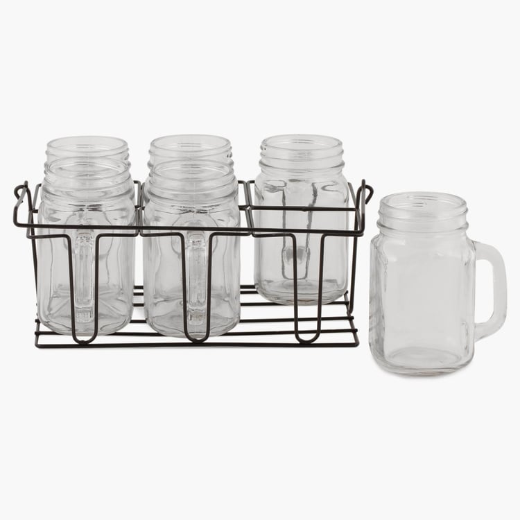 Peroni Mason Mugs With Caddy- Set Of 7 Pcs. - 420 ml