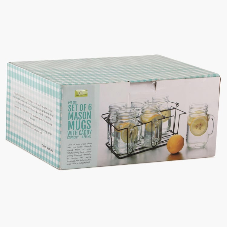 Peroni Mason Mugs With Caddy- Set Of 7 Pcs. - 420 ml