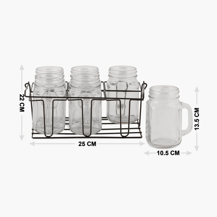Peroni Mason Mugs With Caddy- Set Of 7 Pcs. - 420 ml