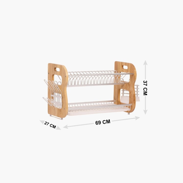 Trenton Solid Utensil Holder - Aluminium - Dish Rack - 69 cm x 27 cm x 37 cm - Silver