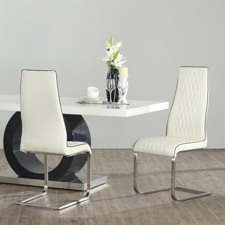 Bentley Set of 2 Faux Leather Dining Chairs - White