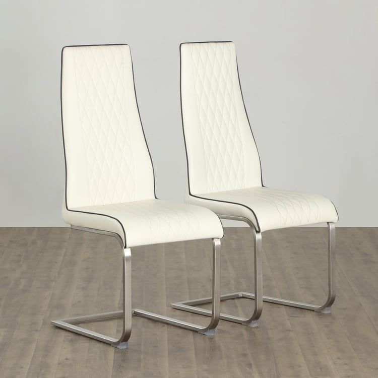 Bentley Set of 2 Faux Leather Dining Chairs - White
