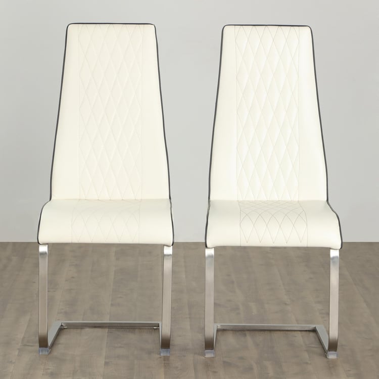 Bentley Set of 2 Faux Leather Dining Chairs - White