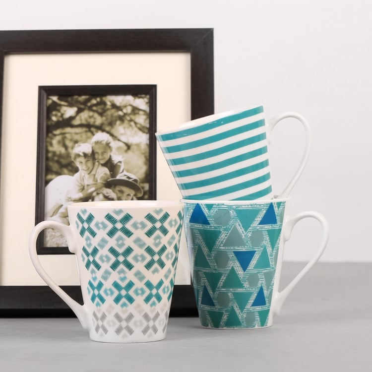 Ceramic Quartz Teal Mug- Set Of 3 Pcs.