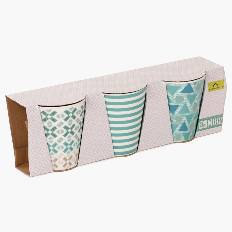 Ceramic Quartz Teal Mug- Set Of 3 Pcs.