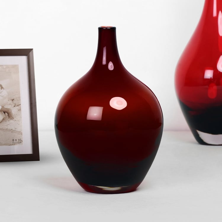 Eadric Oval Single Pc. Round vase - Glass - Red 