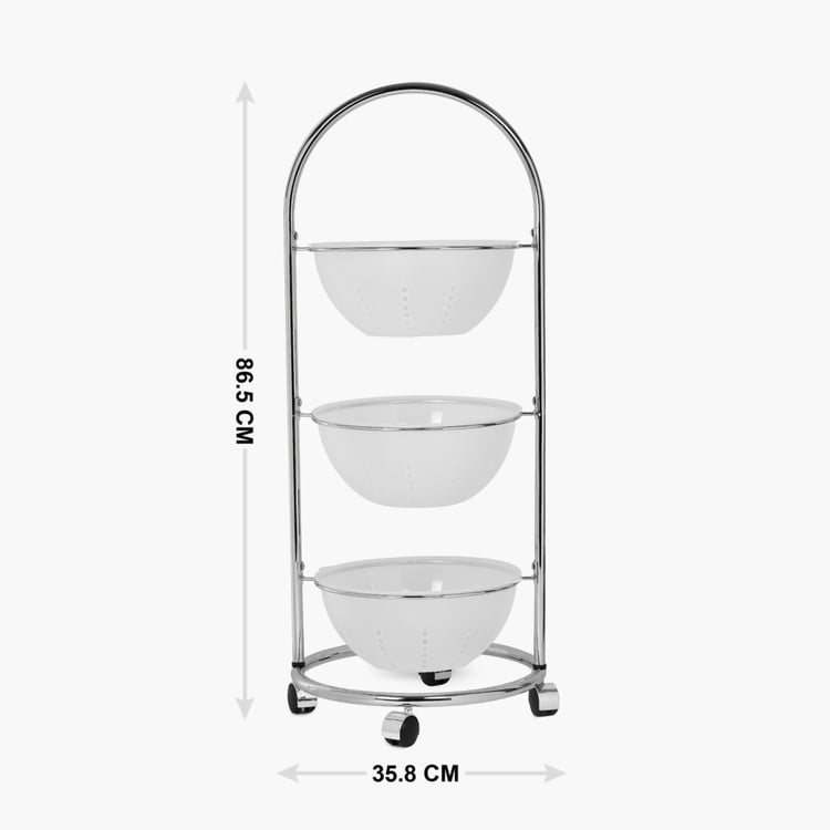 Tranzit Stainless Steel 3-Tier Kitchen Trolley