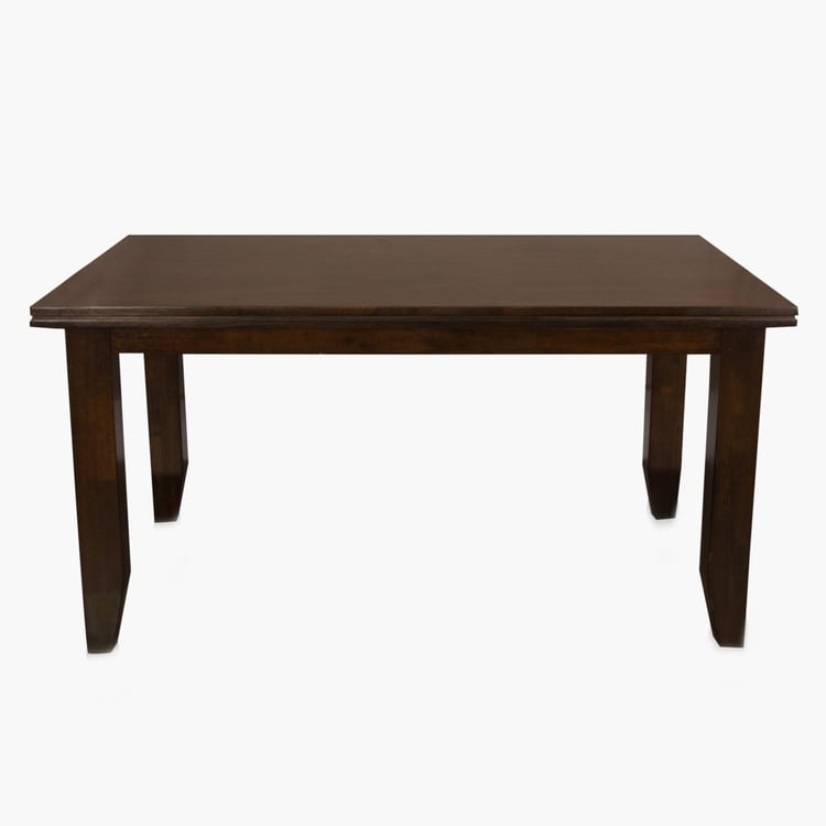New Chunky Rubber Wood 6-Seater Dining Table - Brown