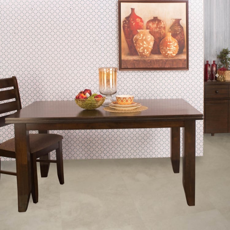 New Chunky Rubber Wood 6-Seater Dining Table - Brown