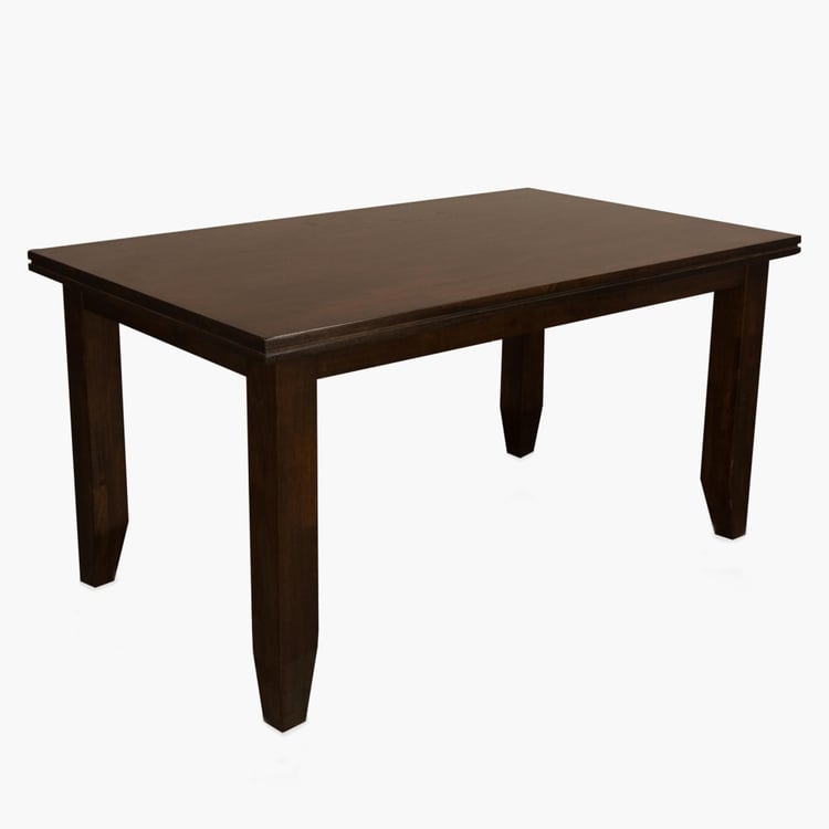 New Chunky Rubber Wood 6-Seater Dining Table - Brown