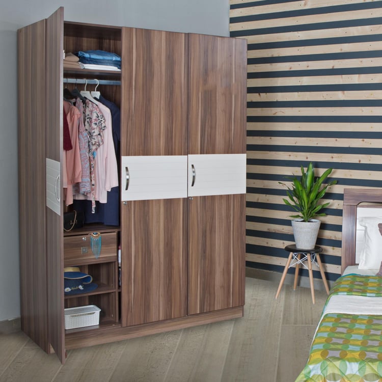 Akron Crystal Brown 3-Door Wardrobe