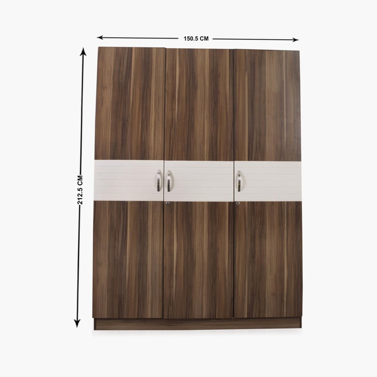 Akron Crystal Brown 3-Door Wardrobe