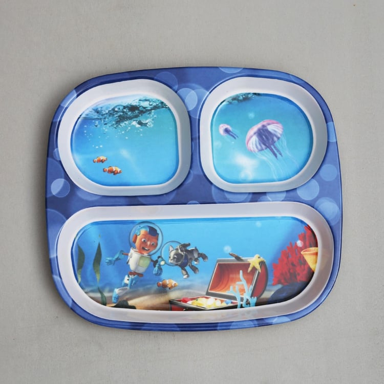 Adventure of U-tron Rectangular 3 Partition Kids Plate