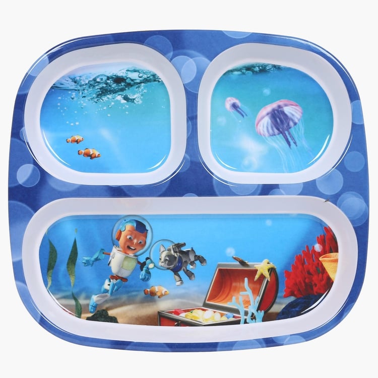 Adventure of U-tron Rectangular 3 Partition Kids Plate