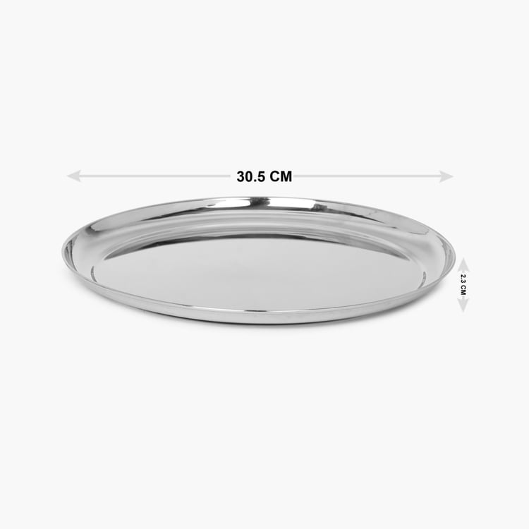 Blaze Silver Stainless Steel Solid Dinner Plate - 30.5cm