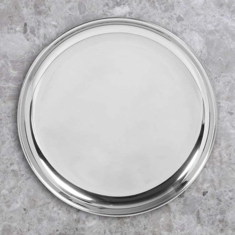 Blaze Silver Stainless Steel Solid Medium Dinner Plate - 23.5cm