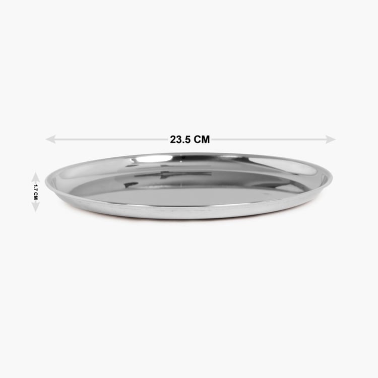 Blaze Silver Stainless Steel Solid Medium Dinner Plate - 23.5cm