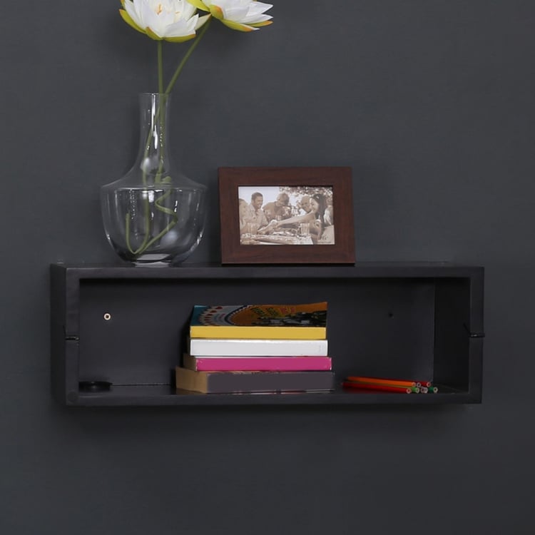 Edric Black Solid Wooden Functional Shelf