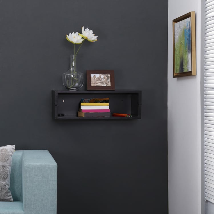 Edric Black Solid Wooden Functional Shelf