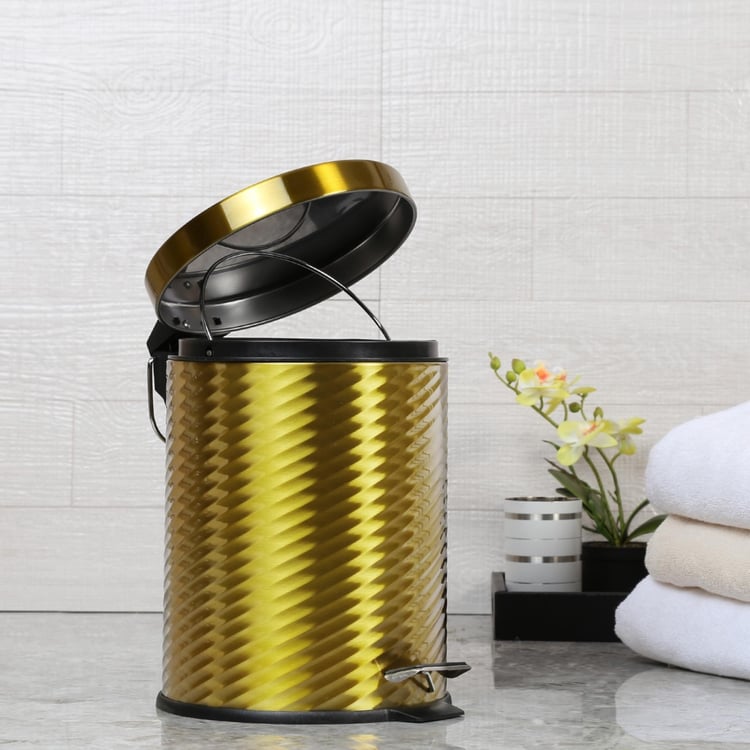 Ribbed Metallic Pedal Bin- 5L