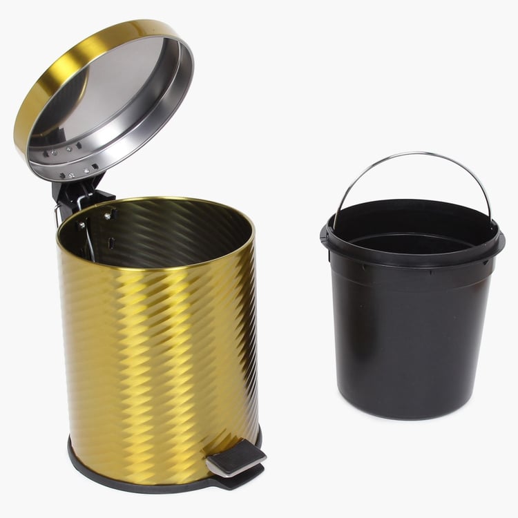 Ribbed Metallic Pedal Bin- 5L