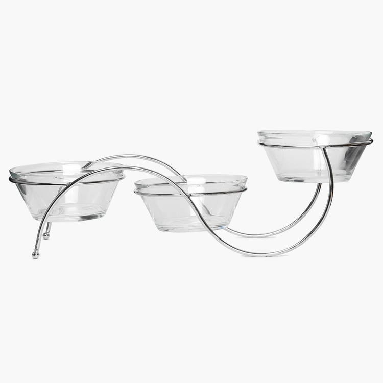 Vienna 3 Pcs Glass Serving Bowl With Stand