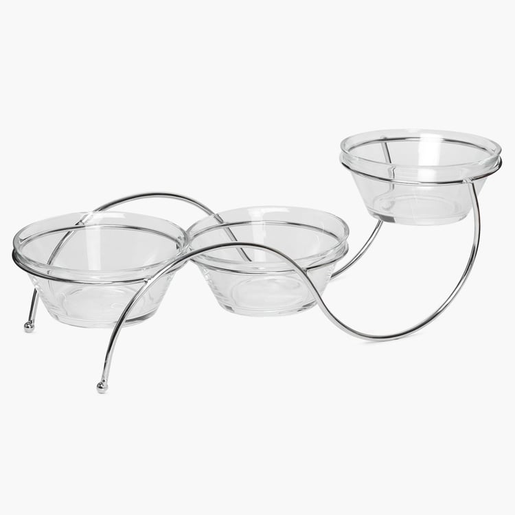 Vienna 3 Pcs Glass Serving Bowl With Stand