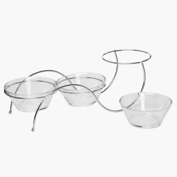 Vienna 3 Pcs Glass Serving Bowl With Stand