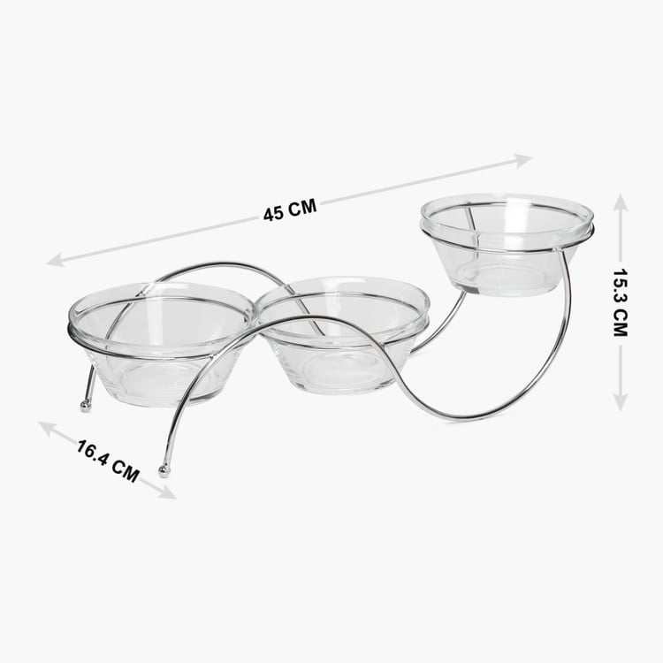 Vienna 3 Pcs Glass Serving Bowl With Stand