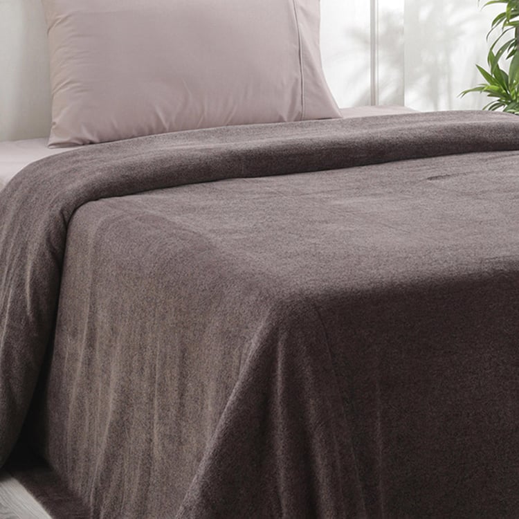 MASPAR Melange Grey Solid Single Bed Cover - 152x228cm