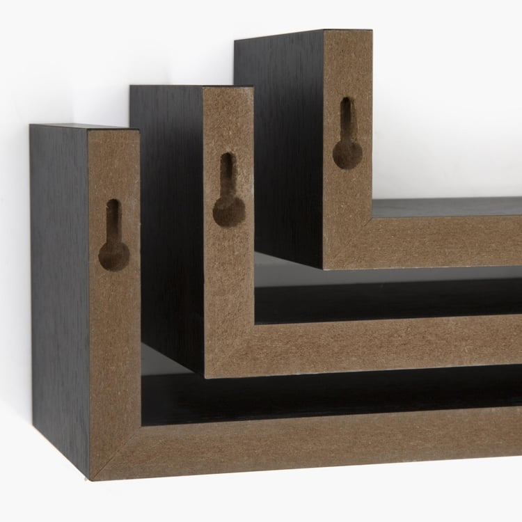 Step Set of 3 Wall Shelves - Brown