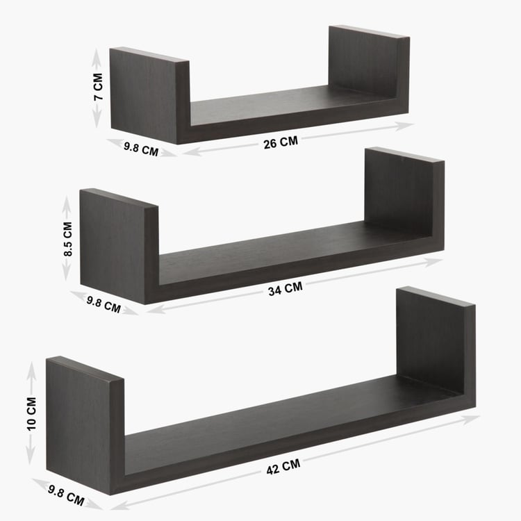 Step Set of 3 Wall Shelves - Brown