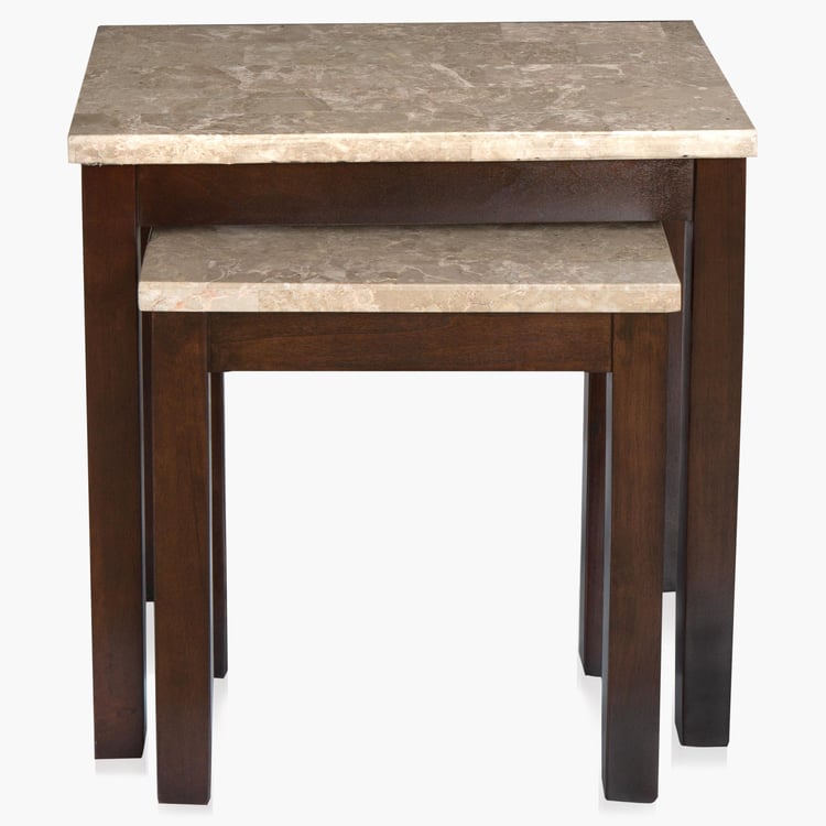 Geneva Oxville Marble Top Nest of 2 Tables - Brown