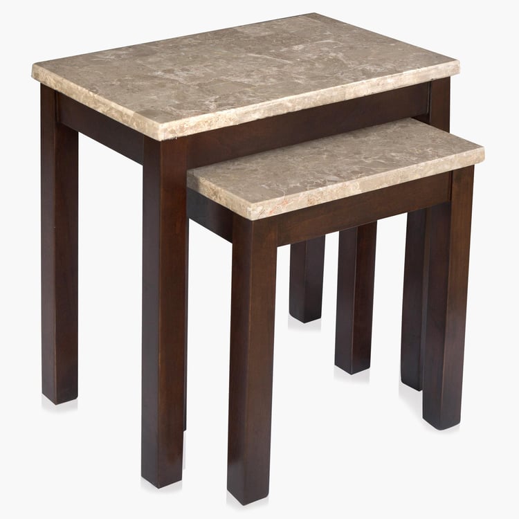 Geneva Oxville Marble Top Nest of 2 Tables - Brown