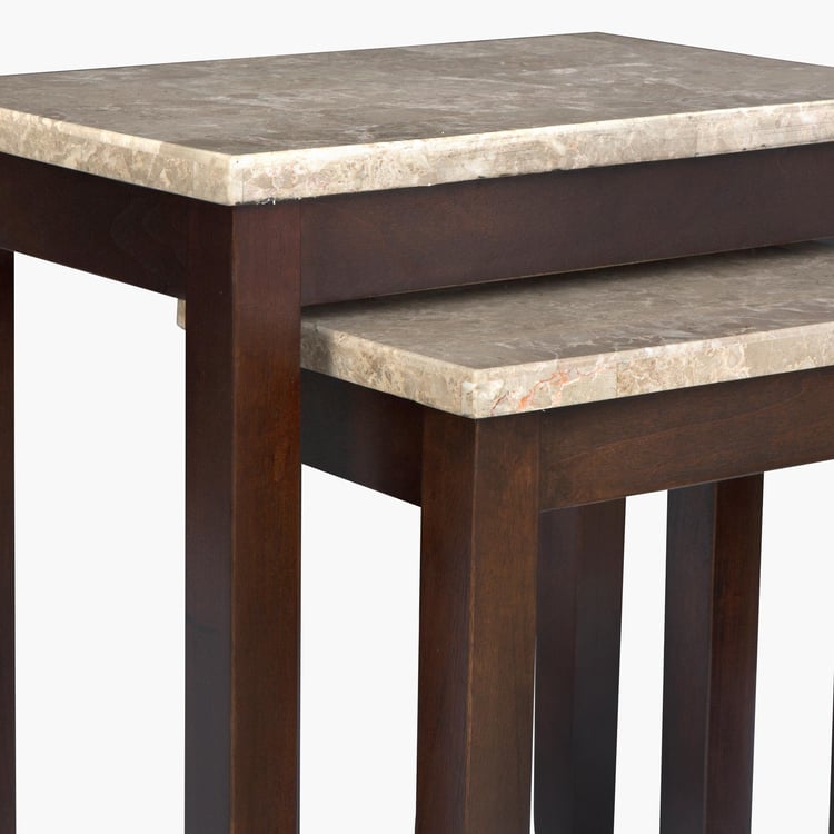 Geneva Oxville Marble Top Nest of 2 Tables - Brown