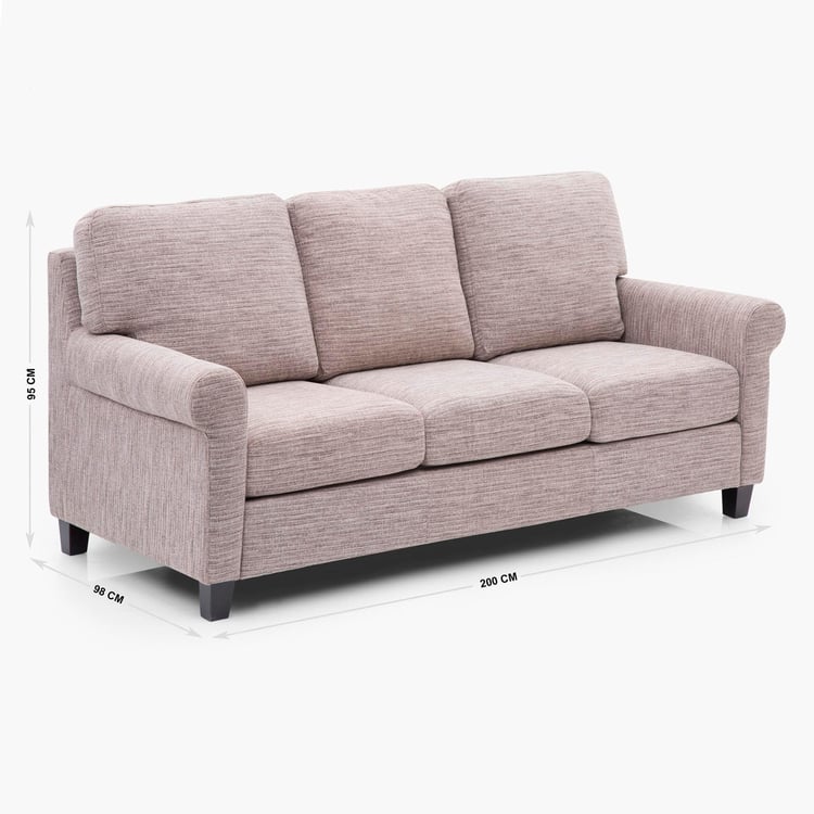 Portclair Naples Fabric 3-Seater Sofa - Brown