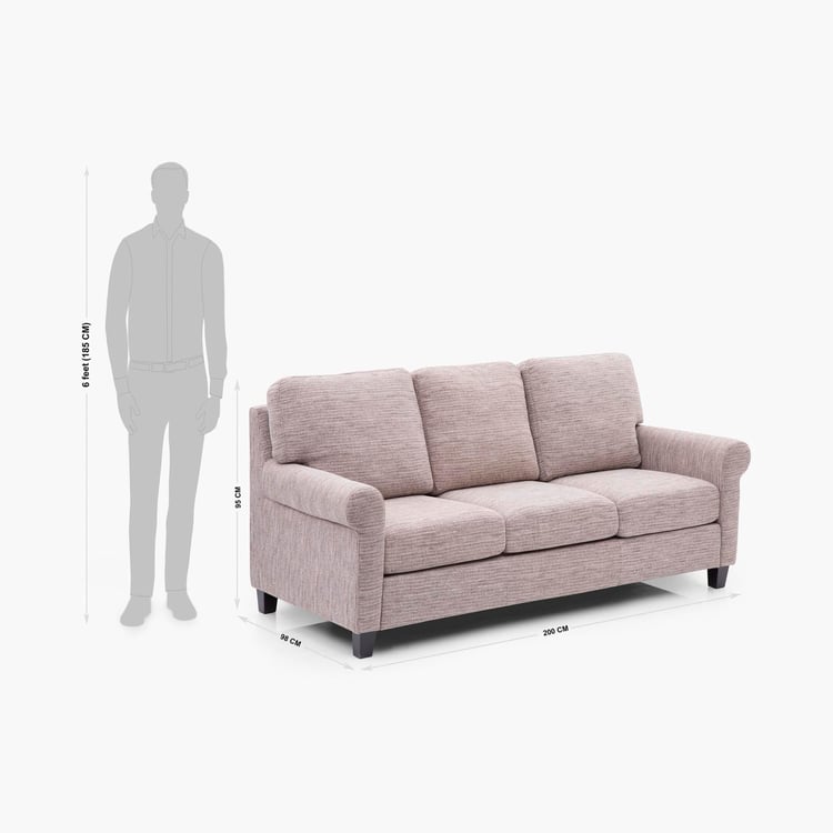 Portclair Naples Fabric 3-Seater Sofa - Brown