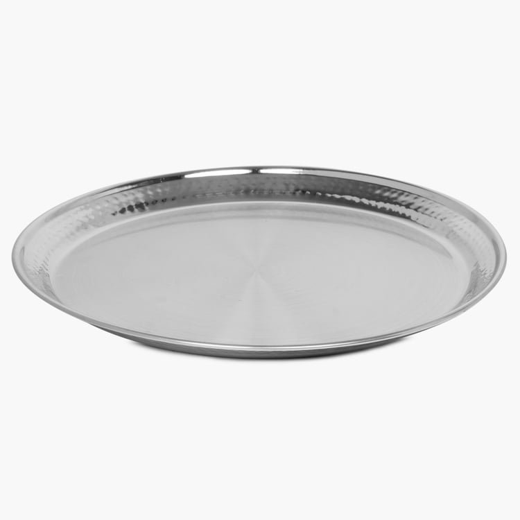 Blaze Stainless Steel Hammered Dinner Plate - 31cm