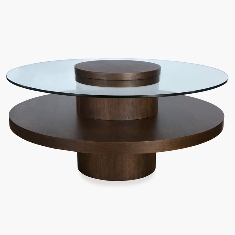Seattle Glass Top Coffee Table - Brown