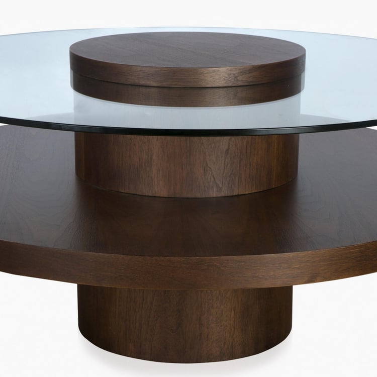 Seattle Glass Top Coffee Table - Brown