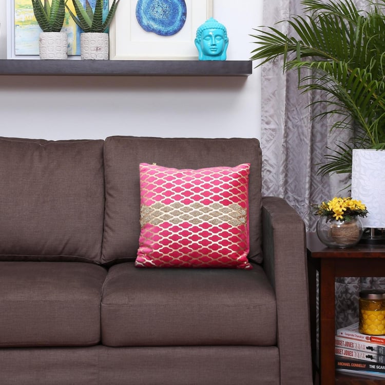 Matrix Paradise Foil Printed Embellished Filled Cushion - 40 x 40 CM