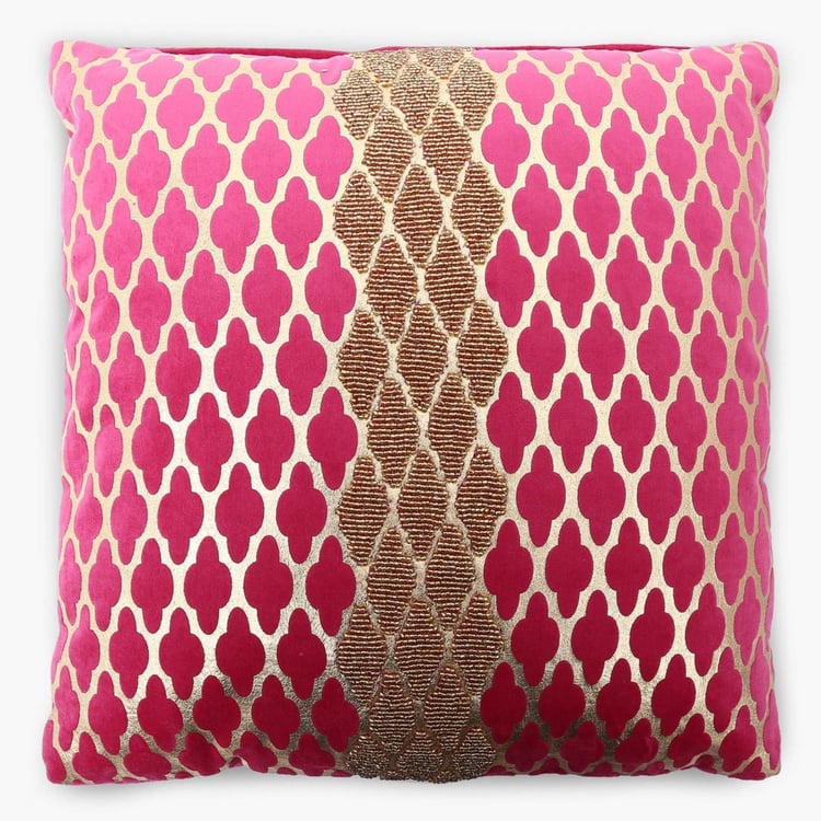 Matrix Paradise Foil Printed Embellished Filled Cushion - 40 x 40 CM
