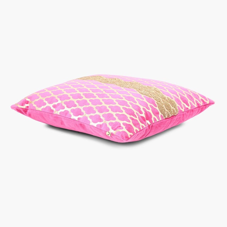 Matrix Paradise Foil Printed Embellished Filled Cushion - 40 x 40 CM