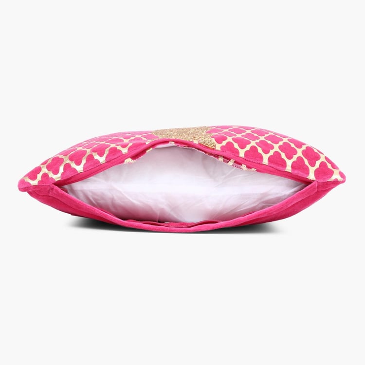 Matrix Paradise Foil Printed Embellished Filled Cushion - 40 x 40 CM